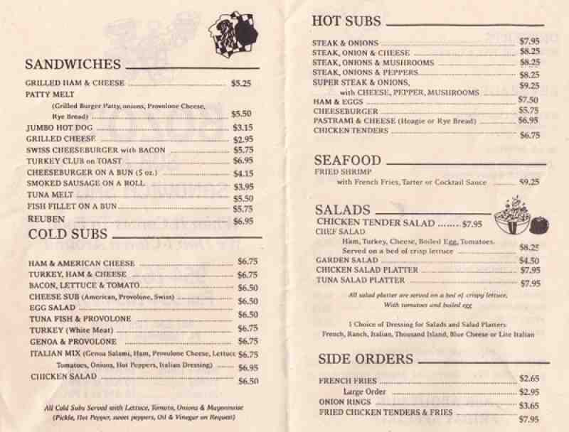 Sandwich Shop Menu