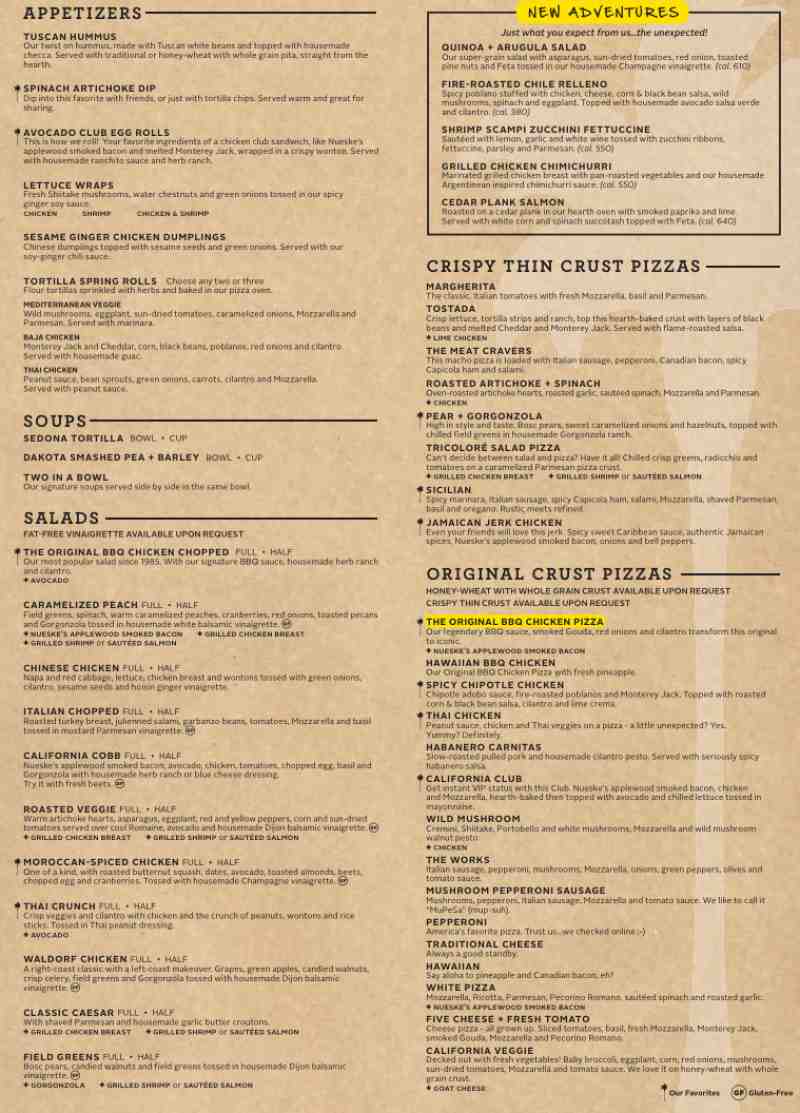 Menu For California Pizza Kitchen 2301 N Federal Hwybrfort Lauderdale Fl