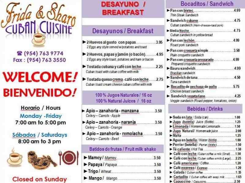 Las Vegas Cuban Restaurant Menu Las Vegas Cuban Restaurant Menu
