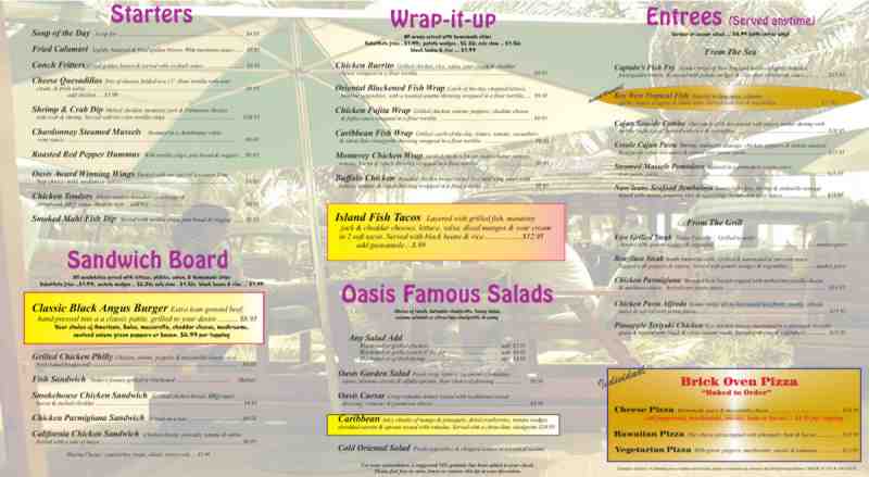Oasis Cafe Fort Lauderdale Menu Oasis Cafe Fort Lauderdale Menu