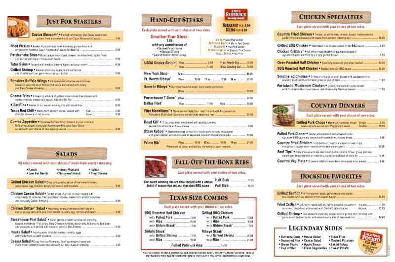 texas roadhouse menu with prices