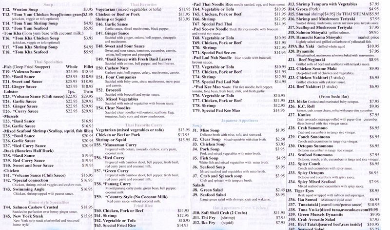 Menu For Siam Kitchen Sushi Thai 3341 N Federal Hwy Br Fort