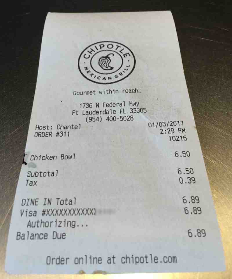 chipotle check grill mexican restaurant
